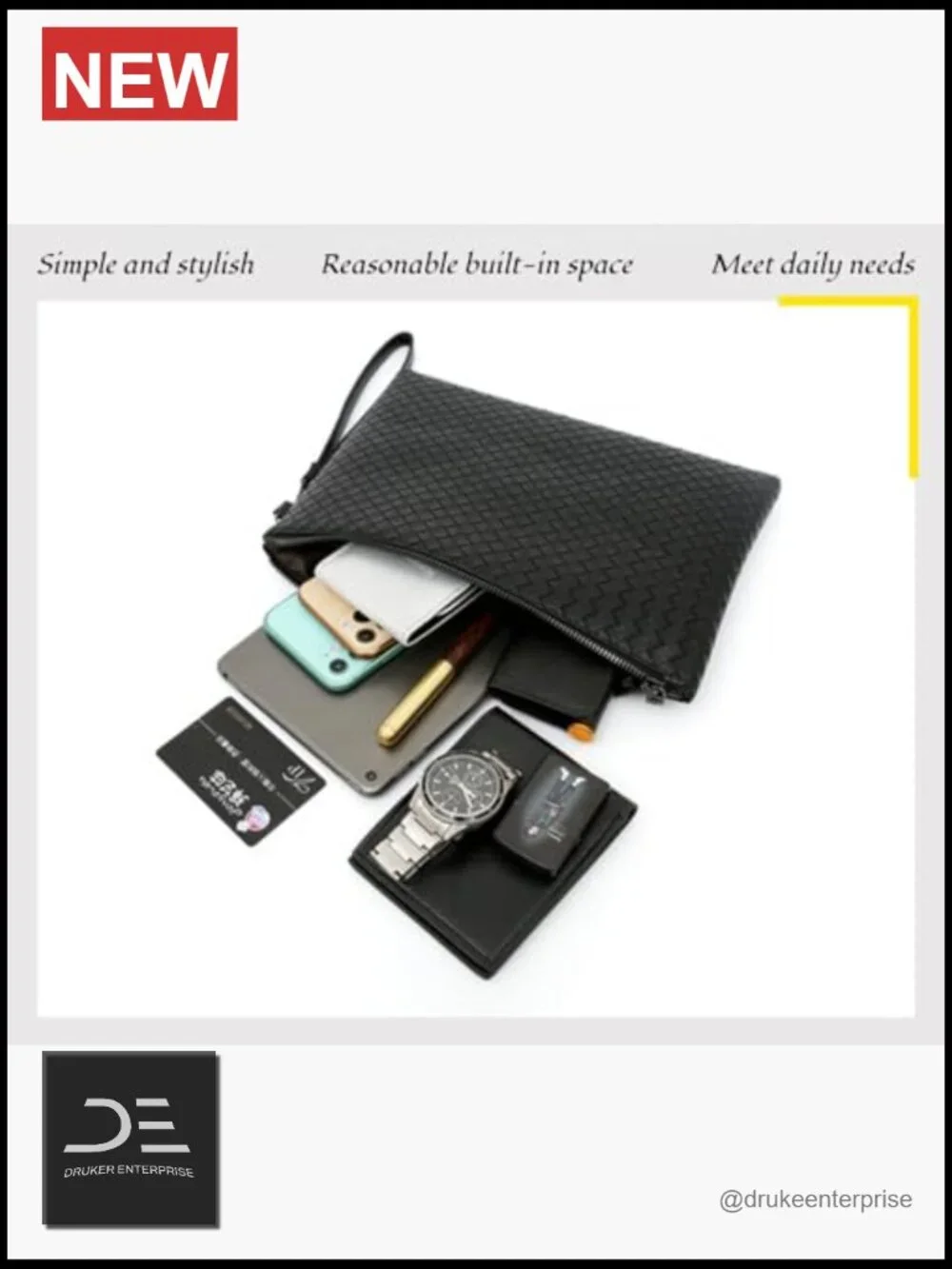 PU Leather Men's Clutch Bag RFID Blocking Large Wristlet Wallet